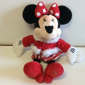 Disney Store Minnie Mouse  2010 Holiday Plush with Candy Cane Skirt